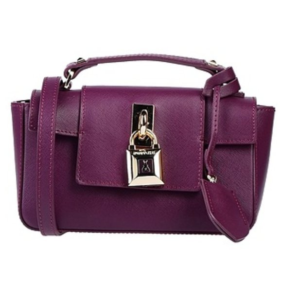 PATRIZIA PEPE Top Handle Mini Purple Leather Shoulder Bag - Picture 2 of 15